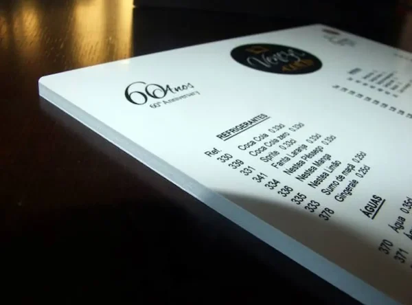 LEN11 Ementa Rigida em placa de PVC Ementa Rigida em placa de PVC